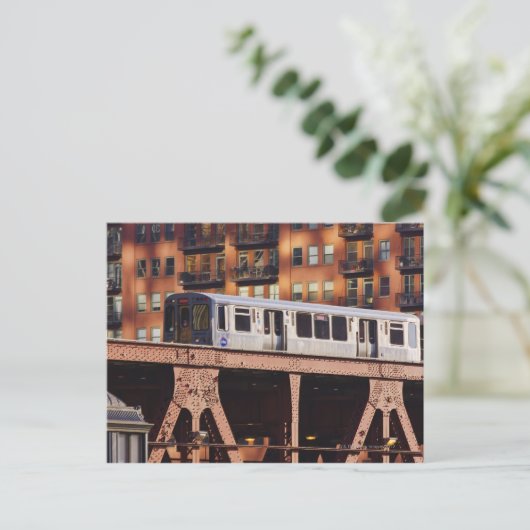 Chicago Train bij Riverbend Briefkaart (Staand voorkant)