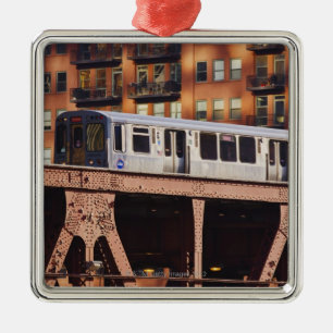 Chicago Train bij Riverbend Metalen Ornament
