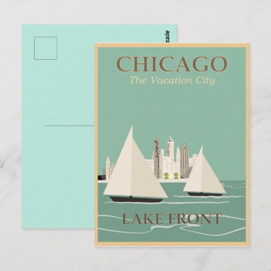  Chicago Travel Briefkaart (Voorkant / Achterkant)