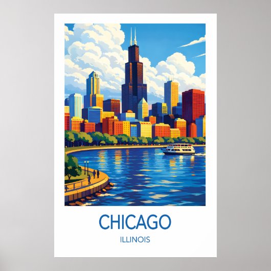 Chicago Travel Poster, Illinois City Art Poster (Voorkant)