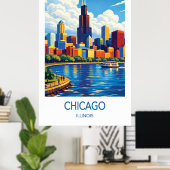 Chicago Travel Poster, Illinois City Art Poster (Thuiskantoor)