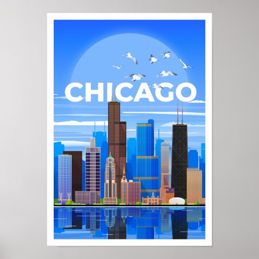 Chicago Travel Poster WallArt (Voorkant)