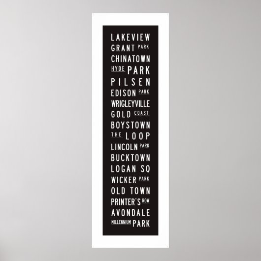 Chicago Typographic Subway Art Bus Roll Poster (Voorkant)