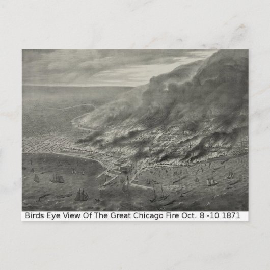 Chicago Uitzicht, het grote vuur in Chicago Briefkaart (Voorkant)