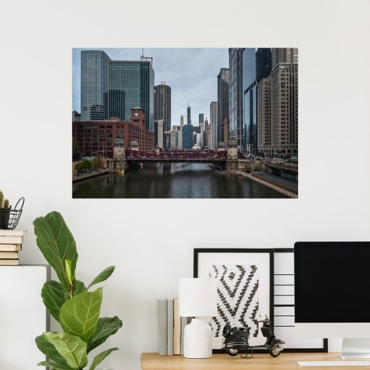 Chicago Uitzicht, kleurrijke fotografie Poster (Thuiskantoor)