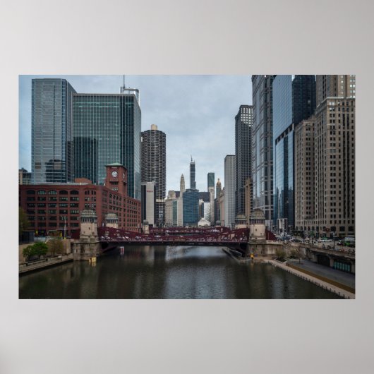 Chicago Uitzicht, kleurrijke fotografie Poster (Voorkant)