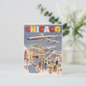  Chicago USA Air Travel Advertisement Briefkaart (Staand voorkant)