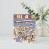  Chicago USA Air Travel Advertisement Kaart (Staand voorkant)