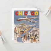  Chicago USA Air Travel Advertisement Kaart (Voorkant / Achterkant in situ)
