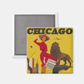  Chicago USA Air Travel Advertisement Magneet (Voorkant / Achterkant)
