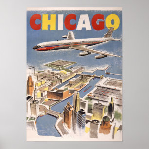 Chicago USA Air Travel Advertisement Poster