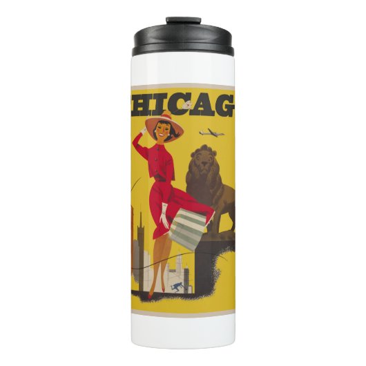 Chicago USA Air Travel Advertisement Thermosbeker (Voorkant)