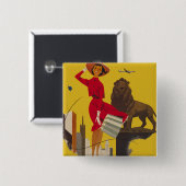 Chicago USA Air Travel Advertisement Vierkante Button 5,1 Cm (Voorkant /achterkant)