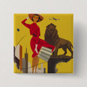Chicago USA Air Travel Advertisement Vierkante Button 5,1 Cm (Voorkant)