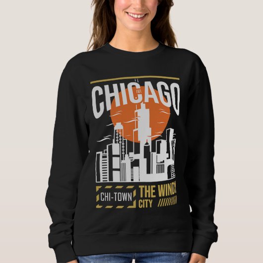 Chicago USA Chicago Skyline I Love Chicago Chi Tow Trui (Voorkant)