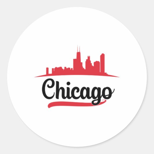 Chicago USA City Cityscape Funny Gift Ronde Sticker (Voorkant)