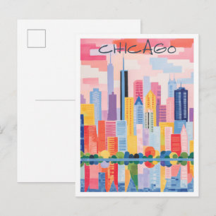 Chicago USA Reis Stad Esthetiek Briefkaart