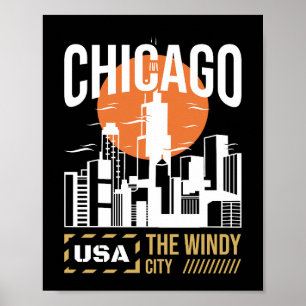 Chicago USA Silhouette Grafisch Windy City Desig Poster