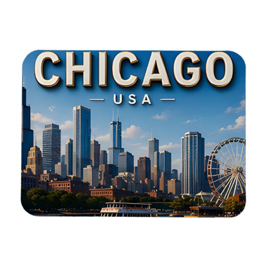 Chicago USA Silhouette Reis Magneet (Horizontaal)
