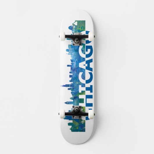 Chicago USA Skyline Skateboard (Voorkant)