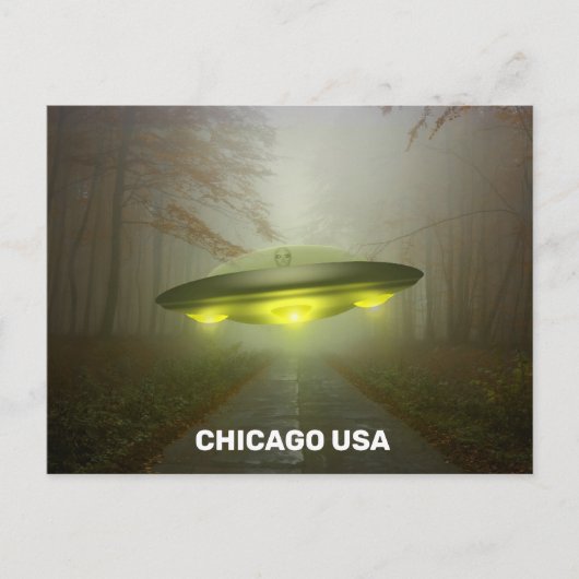 CHICAGO USA SPACESHIP UFO ART Briefkaarten (Voorkant)