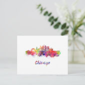 Chicago V2 skyline in watercolor Briefkaart (Staand voorkant)