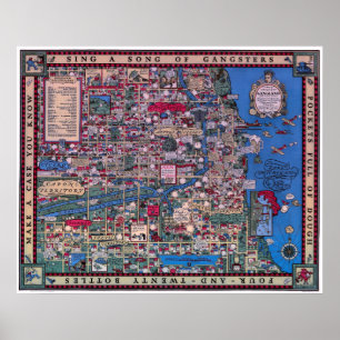 CHICAGO VERBOD GANGLAND MAP 1931 POSTER