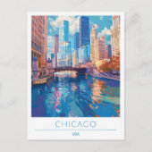 Chicago Verenigde Staten Vintage Travel Briefkaart (Voorkant)