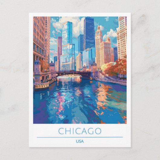 Chicago Verenigde Staten Vintage Travel Briefkaart (Voorkant)