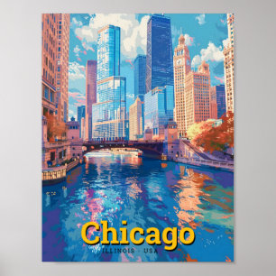 Chicago Verenigde Staten Vintage Travel Poster