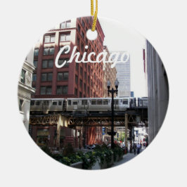 Chicago Verhoogde Loop Trein Vakantie Keramisch Ornament