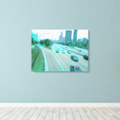 Chicago Verkeer in Gekleurde Folie Canvas Afdruk (Insitu (Houten vloer))