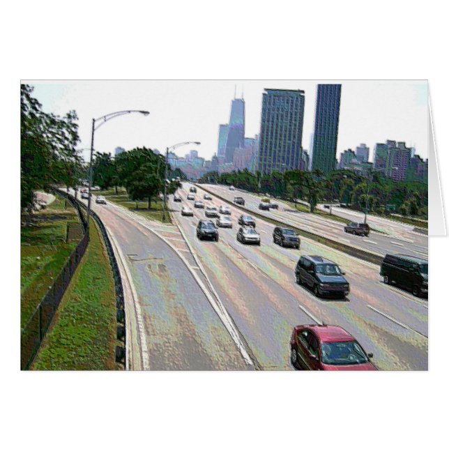 Chicago Verkeer in Zandsteen (Voorkant Horizontaal)