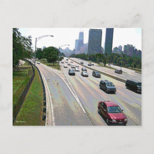 Chicago Verkeer in Zandsteen Briefkaart