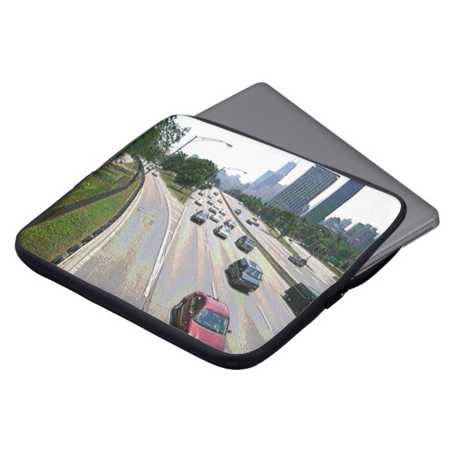 Chicago Verkeer in Zandsteen Laptop Sleeve (Voorkant top)