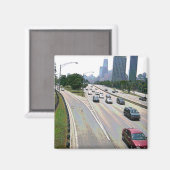 Chicago Verkeer in Zandsteen Magneet (Voorkant / Achterkant)