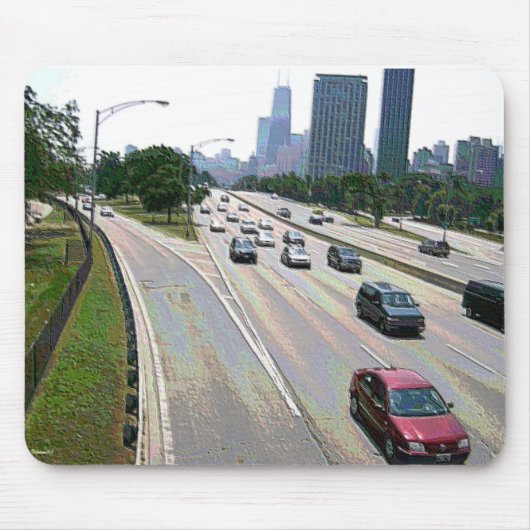 Chicago Verkeer in Zandsteen Muismat (Voorkant)
