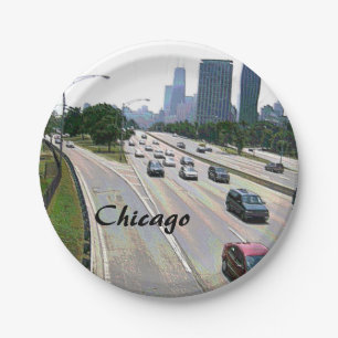 Chicago Verkeer in Zandsteen Papieren Bordje