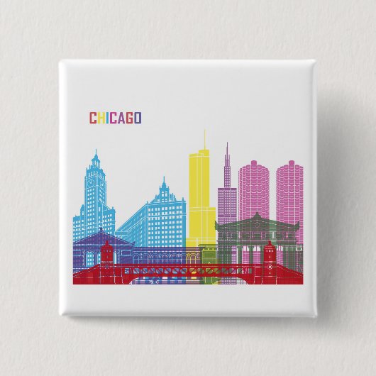 CHICAGO VIERKANTE BUTTON 5,1 CM (Voorkant)