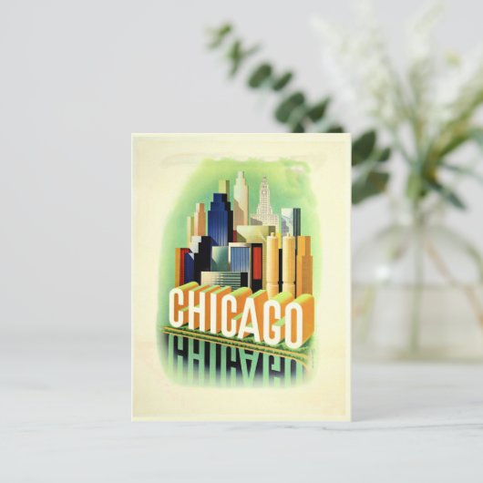 Chicago vintage poster briefkaart (Staand voorkant)