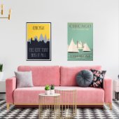 Chicago vintage posters muurkunst sets (Woonkamer)