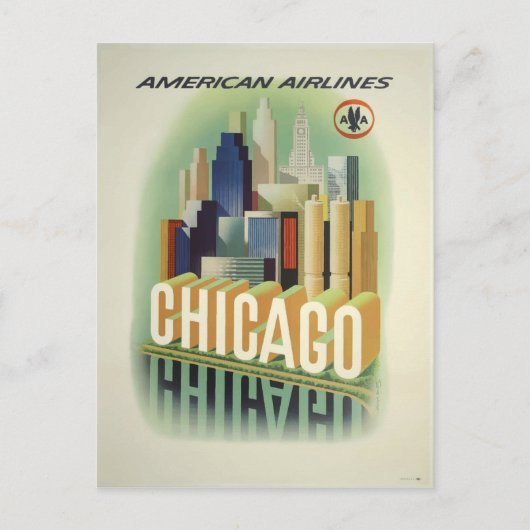 Chicago Vintage Reiseplakat Briefkaart (Voorkant)