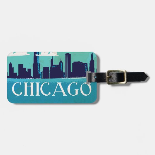 Chicago vintage reisposter bagagelabel (Voorkant horizontaal)