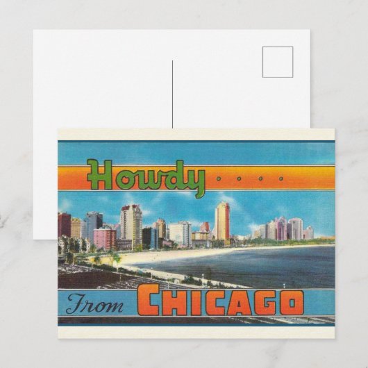 Chicago Vintage Travel Briefkaart (Voorkant / Achterkant)