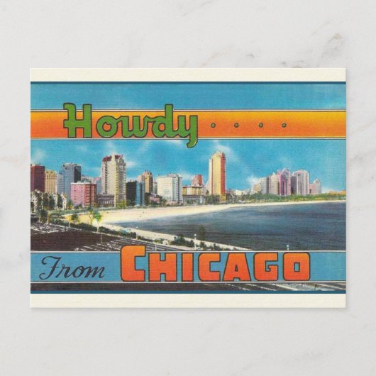 Chicago Vintage Travel Briefkaart (Voorkant)