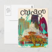 Chicago Vintage Travel Briefkaart (Voorkant / Achterkant)