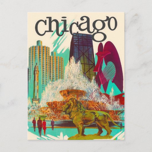 Chicago Vintage Travel Briefkaart (Voorkant)