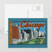 Chicago Vintage Travel Briefkaart (Voorkant / Achterkant)