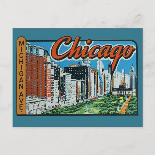 Chicago Vintage Travel Briefkaart (Voorkant)