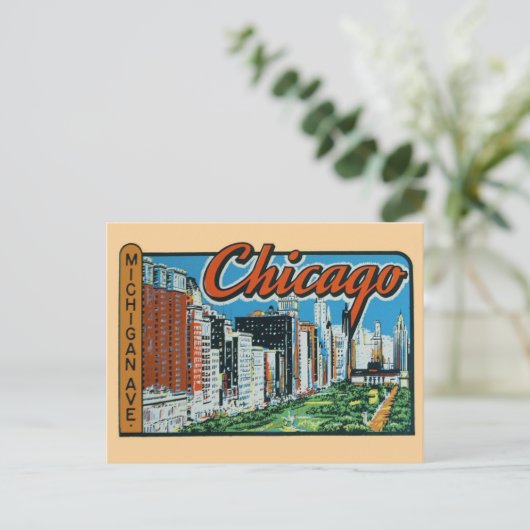 Chicago Vintage Travel Briefkaart (Staand voorkant)